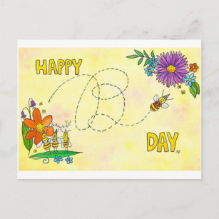 Happy Birthday Bees Postcard von Nicole Janes Postkarte