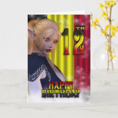 Happy Birthday belgische Flagge Karte (Gelbe Blume)