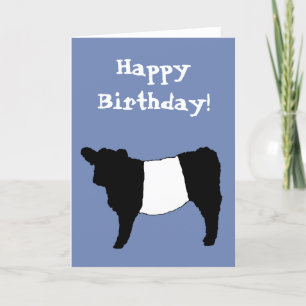 Happy Birthday Beltie Belted Galloway Steer Cattle Karte