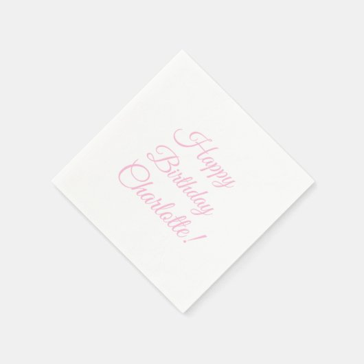 Happy Birthday benutzerdefinierte rosa Skriptname Serviette (Ecke)