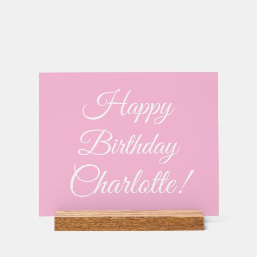 Happy Birthday benutzerdefinierte Skriptname Text  Acrylschild (Vorderseite)