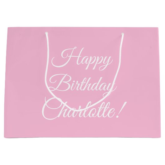 Happy Birthday benutzerdefinierte Skriptname Text  Große Geschenktüte (Vorderseite)