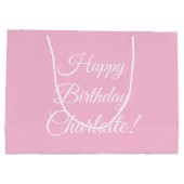 Happy Birthday benutzerdefinierte Skriptname Text  Große Geschenktüte (Rückseite)