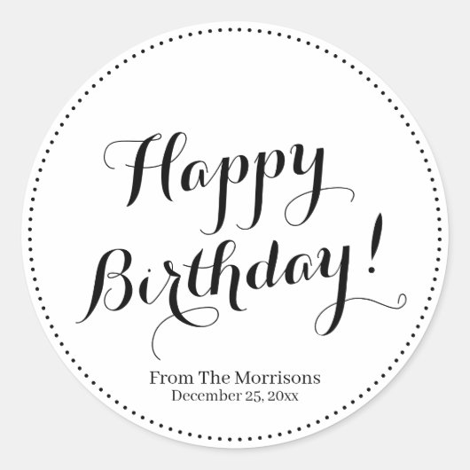 Happy Birthday benutzerdefinierte Skriptnamensgren Runder Aufkleber (Vorderseite)