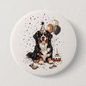 Happy Birthday Bernese Mountain Dog Button (Vorderseite)