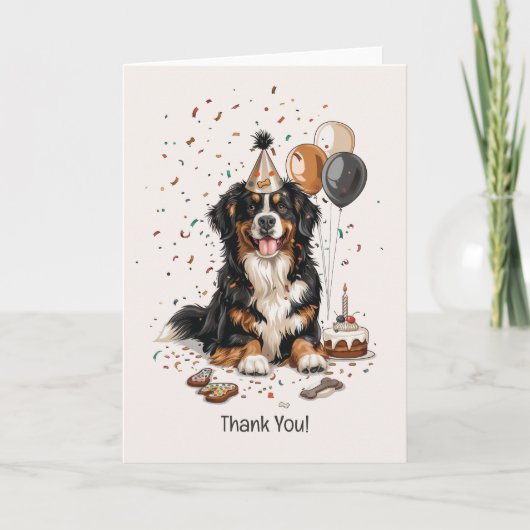 Happy Birthday Bernese Mountain Dog Dankeskarte (Vorderseite)