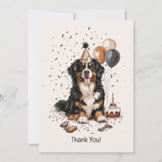 Happy Birthday Bernese Mountain Dog Dankeskarte (Vorderseite)