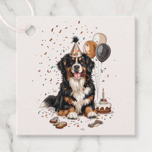 Happy Birthday Bernese Mountain Dog Geschenkanhänger (Vorderseite)