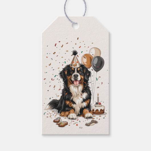 Happy Birthday Bernese Mountain Dog Geschenkanhänger (Vorderseite)