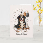 Happy Birthday Bernese Mountain Dog Karte (Gelbe Blume)