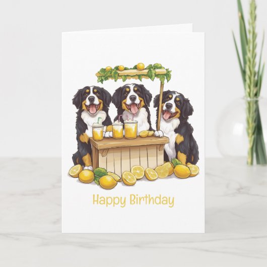 Happy Birthday Bernese Mountain Dog Lemonade Stand Karte (Vorderseite)