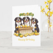 Happy Birthday Bernese Mountain Dog Lemonade Stand Karte (Gelbe Blume)
