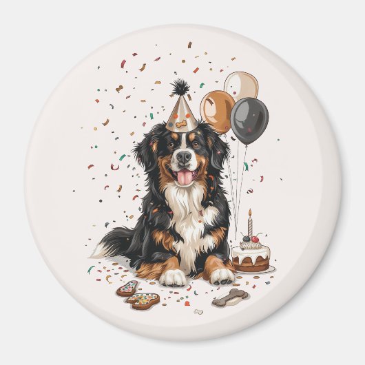 Happy Birthday Bernese Mountain Dog Magnet (Vorne)