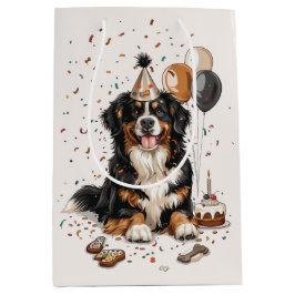 Happy Birthday Bernese Mountain Dog Mittlere Geschenktüte