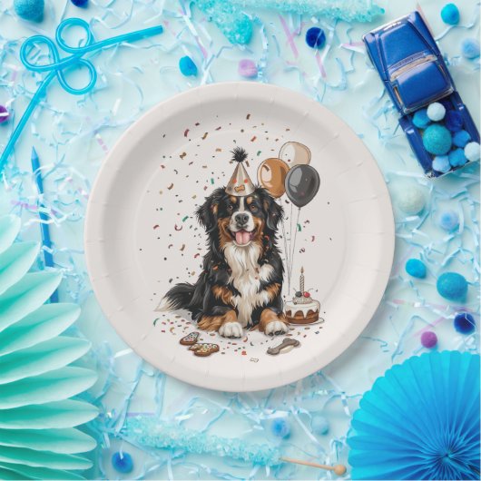 Happy Birthday Bernese Mountain Dog Pappteller (Party)