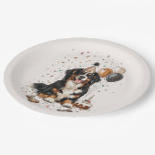 Happy Birthday Bernese Mountain Dog Pappteller (Schrägansicht)
