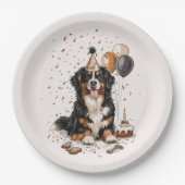 Happy Birthday Bernese Mountain Dog Pappteller (Vorderseite)