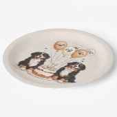 Happy Birthday Bernese Mountain Hunde Pappteller (Schrägansicht)