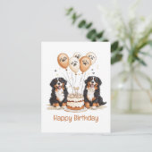 Happy Birthday Bernese Mountain Hunde Postkarte (Stehend Vorderseite)