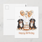Happy Birthday Bernese Mountain Hunde Postkarte (Vorne/Hinten)