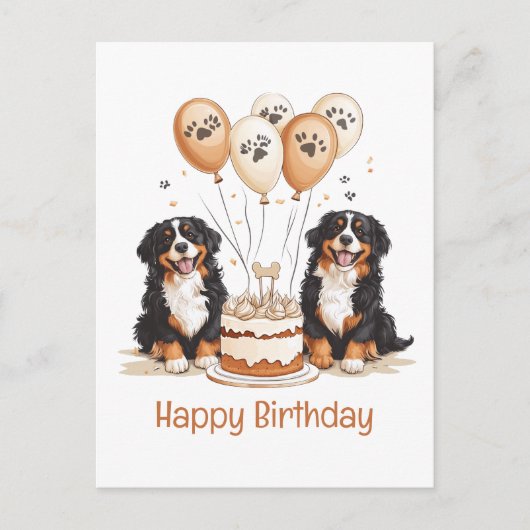 Happy Birthday Bernese Mountain Hunde Postkarte (Vorderseite)