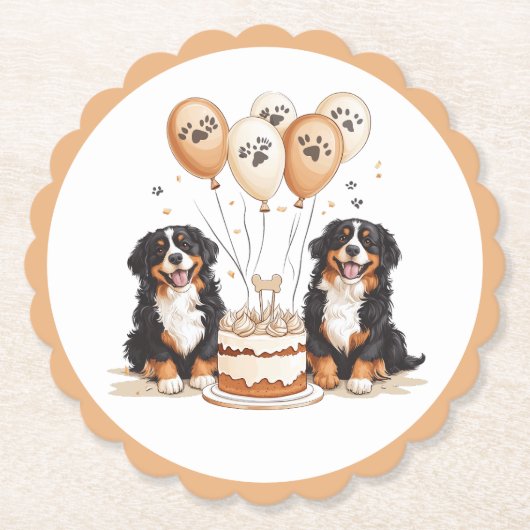 Happy Birthday Bernese Mountain Hunde Untersetzer (Vorderseite)