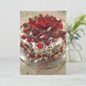 Happy Birthday Berry Cake Karte (Stehend Vorderseite)