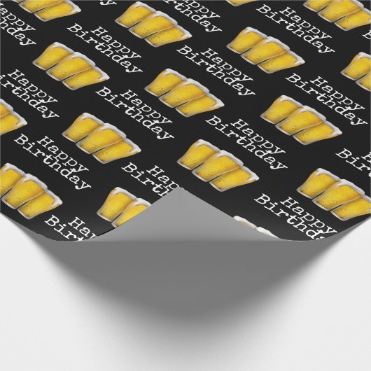 Happy Birthday Bers on Black Geschenkpapier (Ecke)