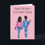 Happy Birthday Best Friend Afrikanische Amerikaner Feiertagskarte<br><div class="desc">Sehen Sie mehr Haut und Haare Optionen in meinem Shop. Kontaktieren Sie mich, wenn Sie andere Haar- und Hautfarben möchten. Dieses Design kann in dem Bereich personalisiert werden, der durch das Ändern des Fotos und/oder Textes zur Verfügung gestellt wird. Sie können auch angepasst werden, indem Sie auf Vorlage personalisieren klicken...</div>