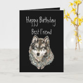Happy Birthday, Best Friend, Wolf, Wolves, Animal Karte (Gelbe Blume)