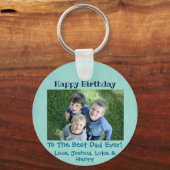 Happy Birthday Best Vater je 3 Kinder Custom Foto Schlüsselanhänger (Vorderseite)