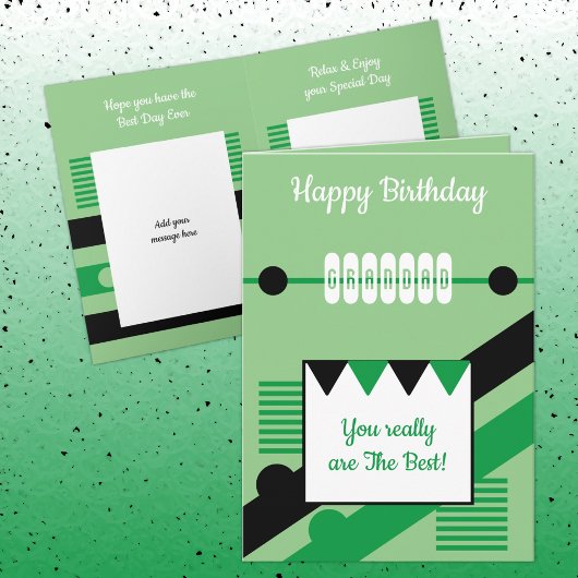 Happy Birthday beste Grandad grün und schwarz Karte
