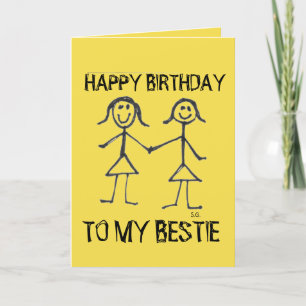 HAPPY BIRTHDAY BESTIE BBF GREETING CARDS FEIERTAGSKARTE