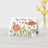 Happy Birthday Bestie Friend Poppy Wildblumen Karte (Gelbe Blume)