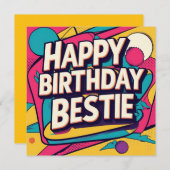 Happy Birthday Bestie - Pop Art Feiertagskarte (Vorne/Hinten)