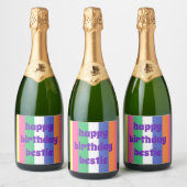 Happy Birthday Bestie Sparkling Weinkarte Schaumweinetikett (Flaschen)