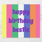 Happy Birthday Bestie Sparkling Weinkarte Schaumweinetikett (Einzelnes Label)