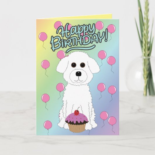 Happy Birthday Bichon Frise Karte (Vorderseite)