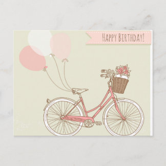Happy Birthday Bicycle Girl Postkarte