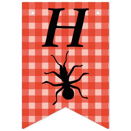 Happy Birthday Big Black Ant Red White Plaid Wimpelkette (Erste Fahne)