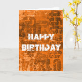 Happy Birthday Big Bold Zahlen auf braunen Orange Karte (Gelbe Blume)