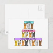 Happy Birthday Big Sister Cartoon Cats Postkarte (Vorne/Hinten)