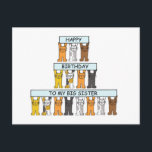 Happy Birthday Big Sister Cartoon Cats Postkarte<br><div class="desc">Cartoon Katzen,  die blass blaue Banner aufhalten,  die "Zum Geburtstag viel Glück für meine große Schwester" sagen.</div>