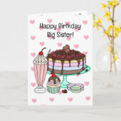 Happy Birthday Big Sister | Eiscreme Karte (Gelbe Blume)