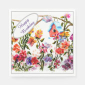 Happy Birthday Bird House Serviette (Vorderseite)