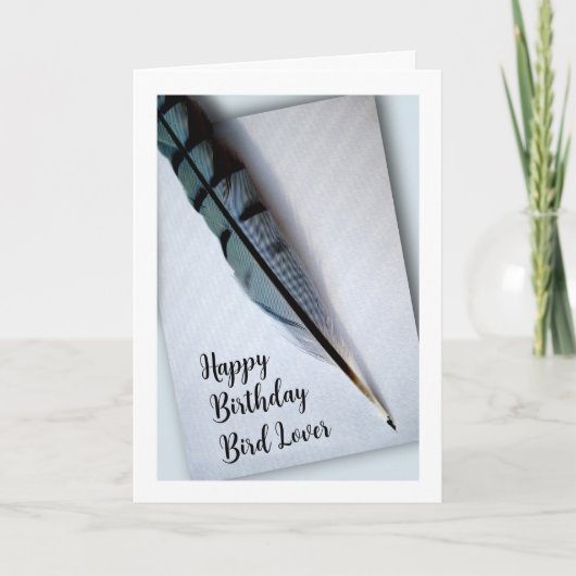 Happy Birthday Bird Lover Blue Jay Feather Card Karte (Vorderseite)