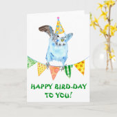 Happy Birthday Bird Parakeet Karte (Gelbe Blume)
