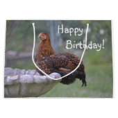 Happy Birthday Birdbad Hühnchen Große Geschenktüte (Vorderseite)