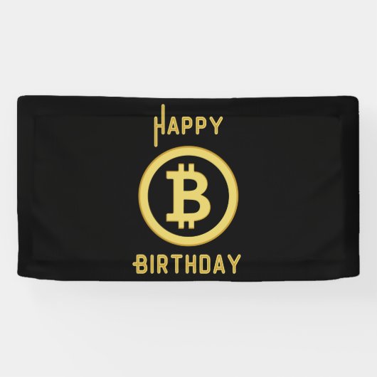 Happy Birthday Bitcoin Gold 1,6x3 Vinyl Banner (Horizontal)