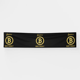 Happy Birthday Bitcoin Gold 2.5x12 Vinyl Banner